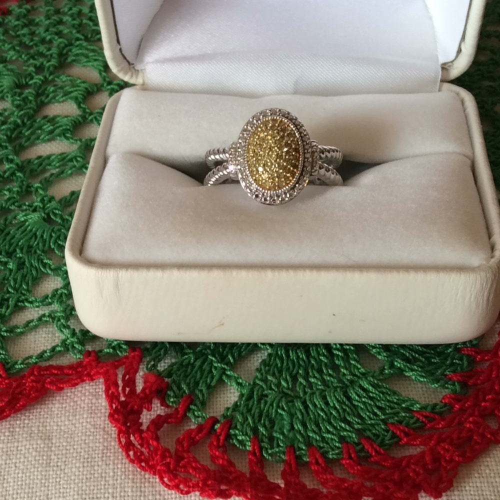 Sterling ring, pave’ yellow diamonds